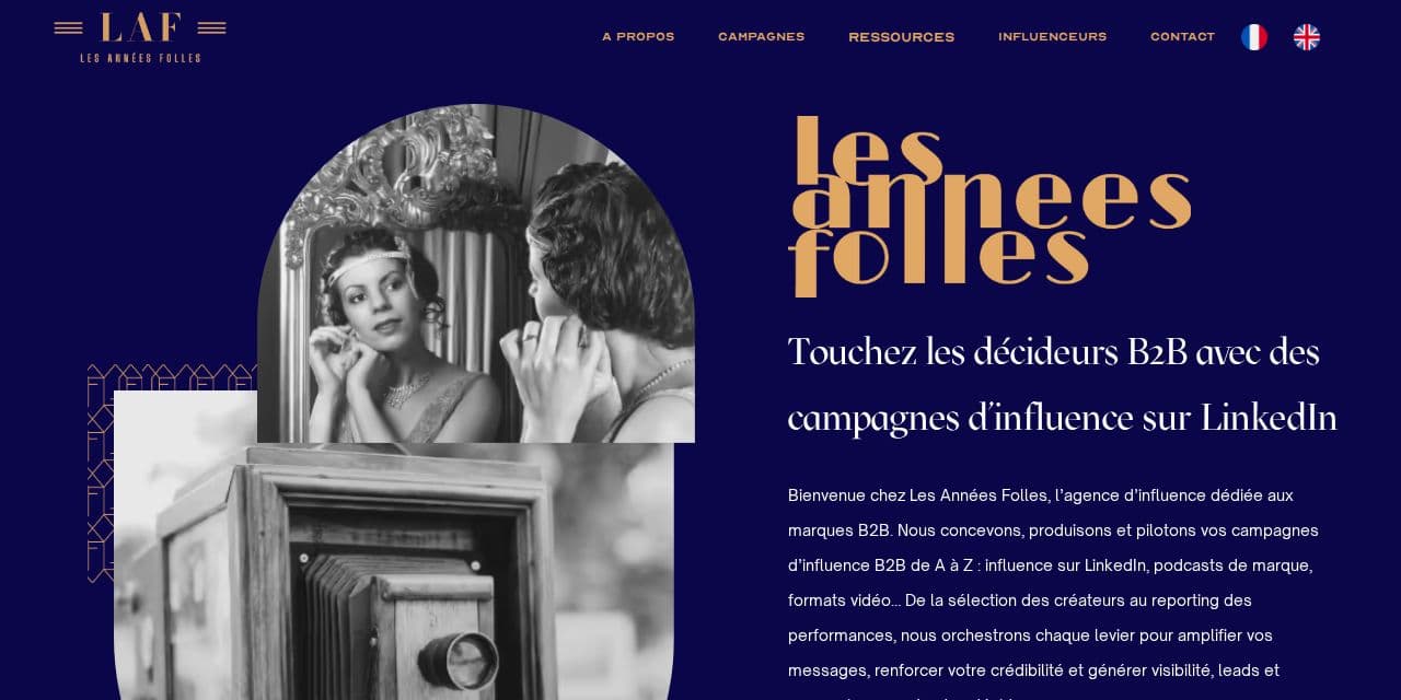 Page d’accueil des Années Folles, agence d’influence B2B sur LinkedIn