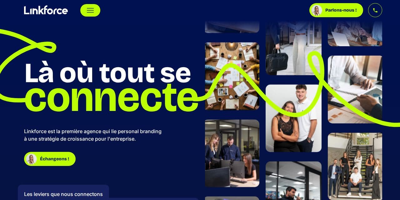 Page d’accueil de Linkforce, agence de marque personnelle et de prospection LinkedIn