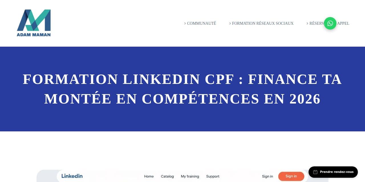 Page formation LinkedIn CPF d’AM Consulting, l’organisme d’Adam Maman