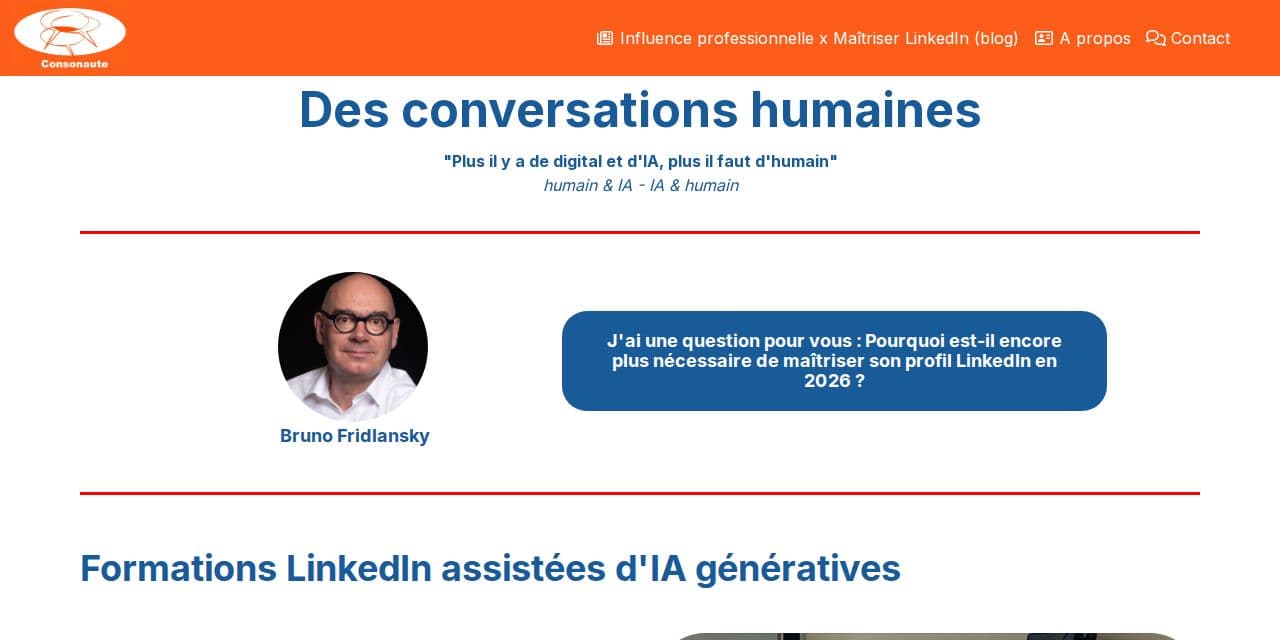 Page d’accueil de Consonaute, l’activité de Bruno Fridlansky