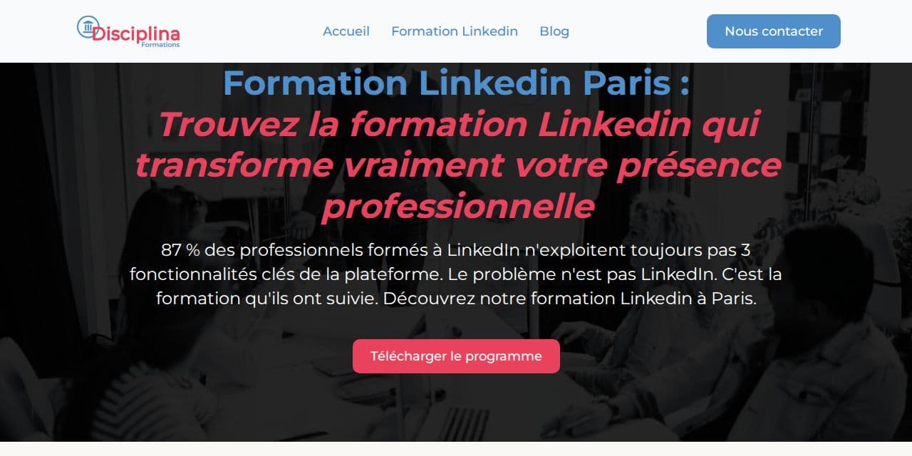 Page formation LinkedIn Paris de Disciplina Formations