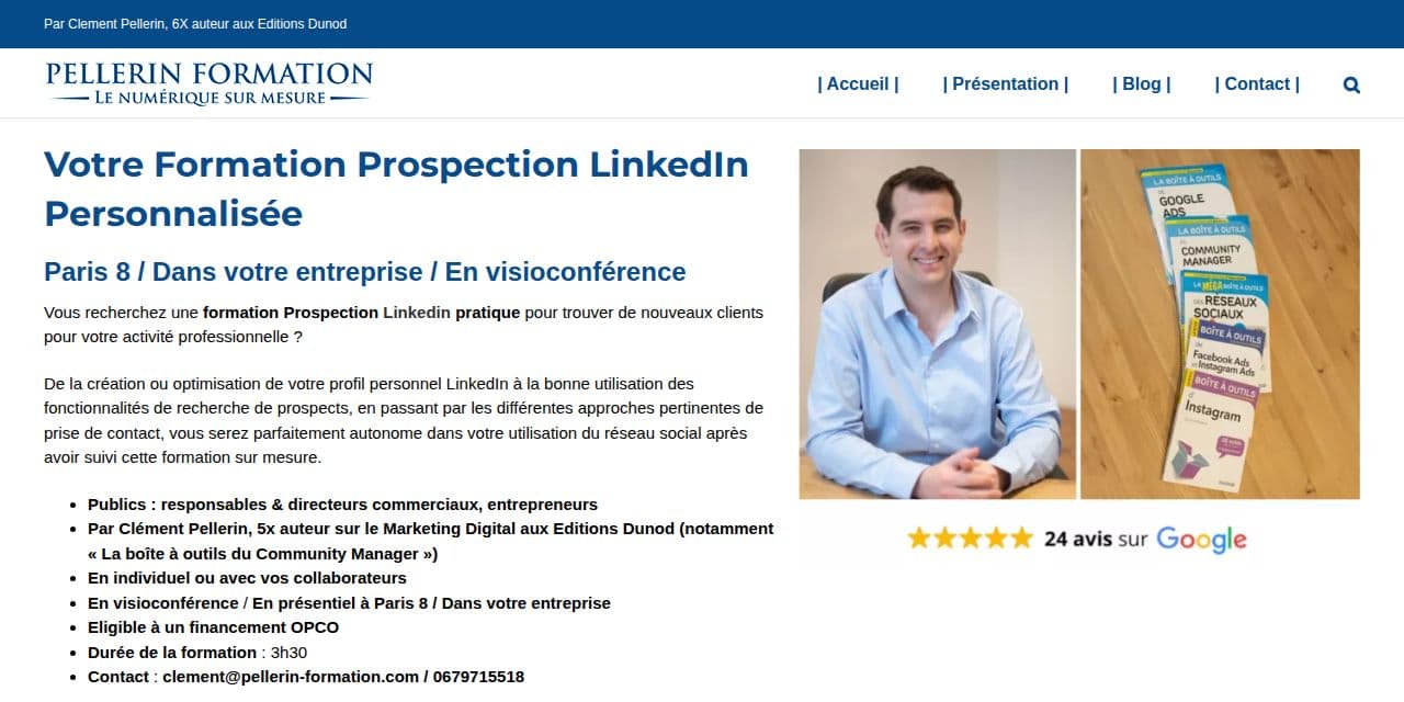 Page formation prospection LinkedIn de Pellerin Formation