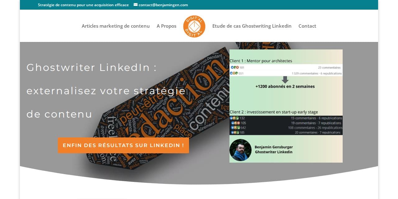 Page d’accueil de Benjamin Gen, ghostwriter LinkedIn pour l’économie durable