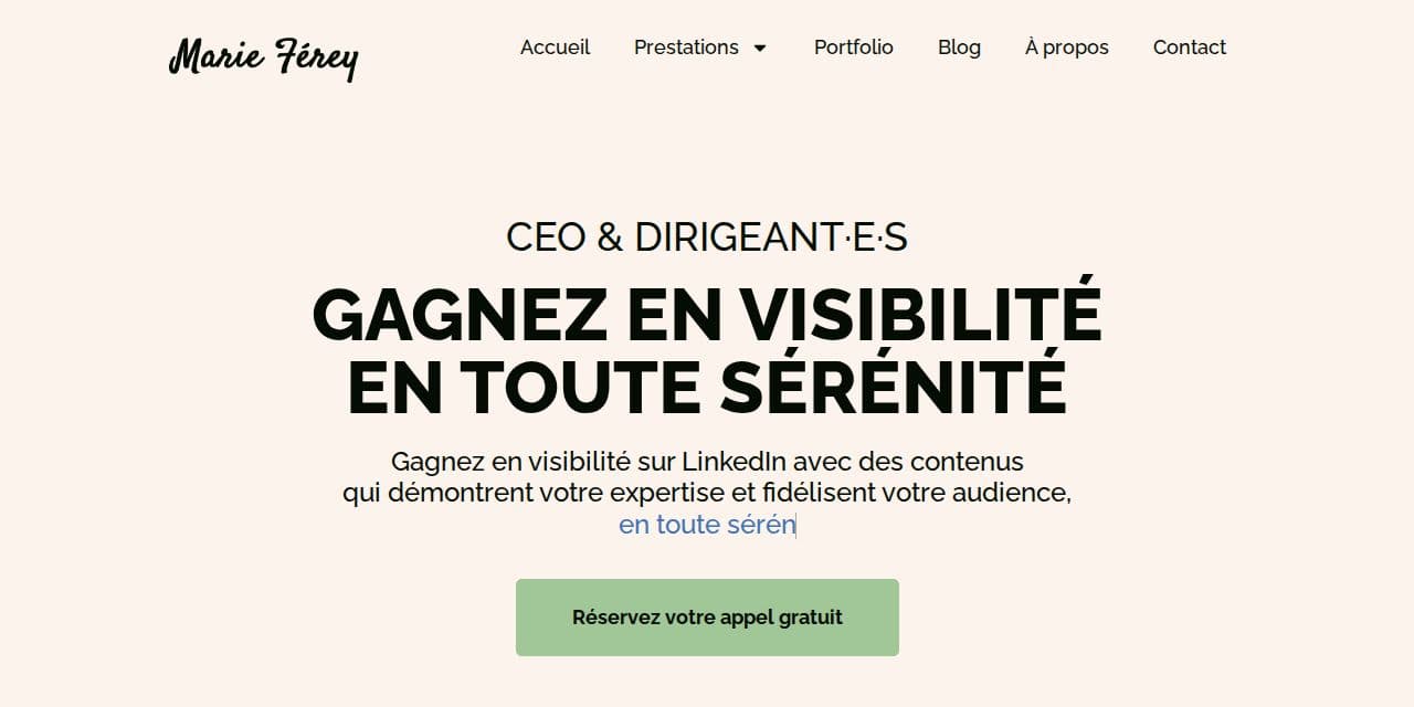 Page ghostwriting stratégique LinkedIn de Marie Férey, pour les dirigeants