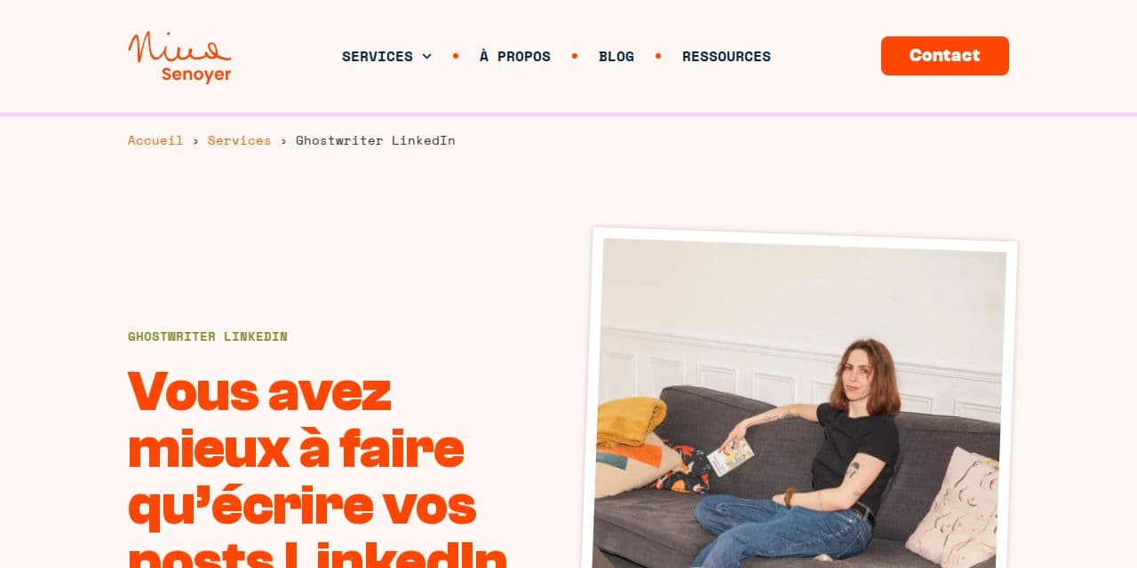 Page ghostwriter LinkedIn de Nina Senoyer, pour les indépendants, formateurs et coachs